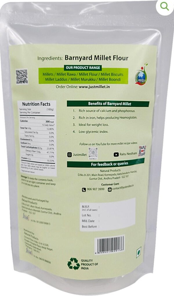 BARNYARD MILLET FLOUR 500 GM - Image 2