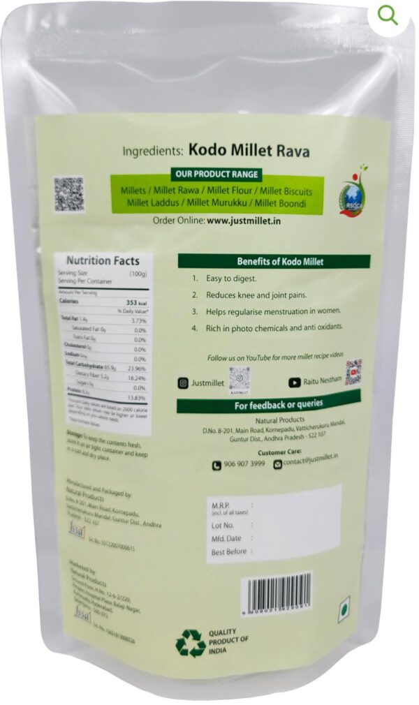 KODO MILLET RAVA 500GM - Image 2