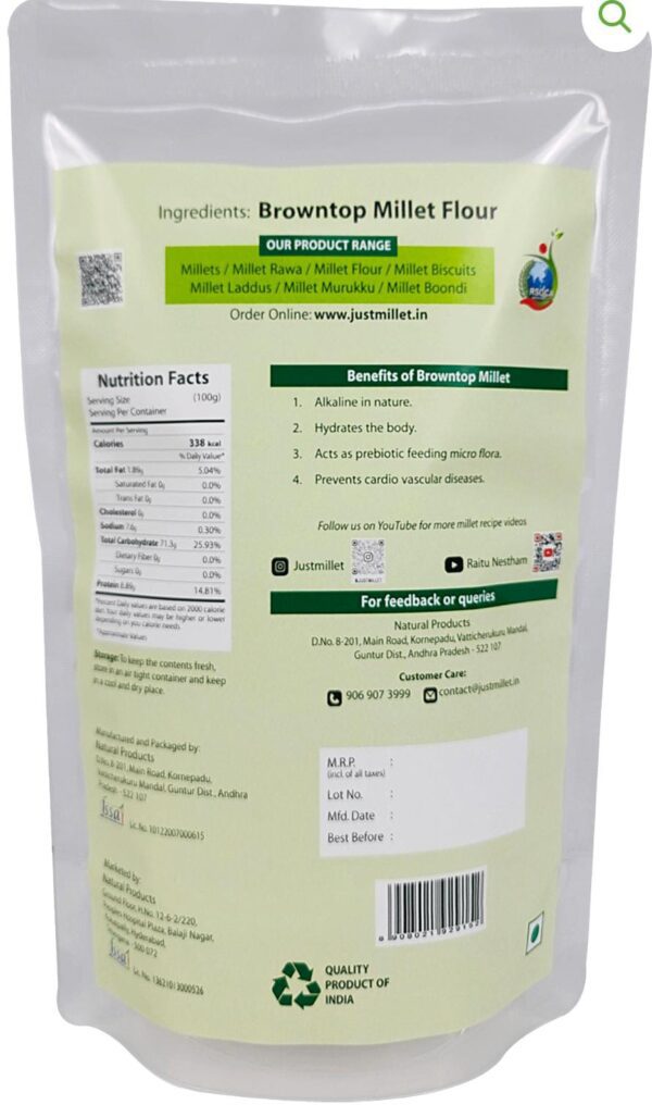 BROWNTOP MILLET FLOUR 500 GM - Image 2