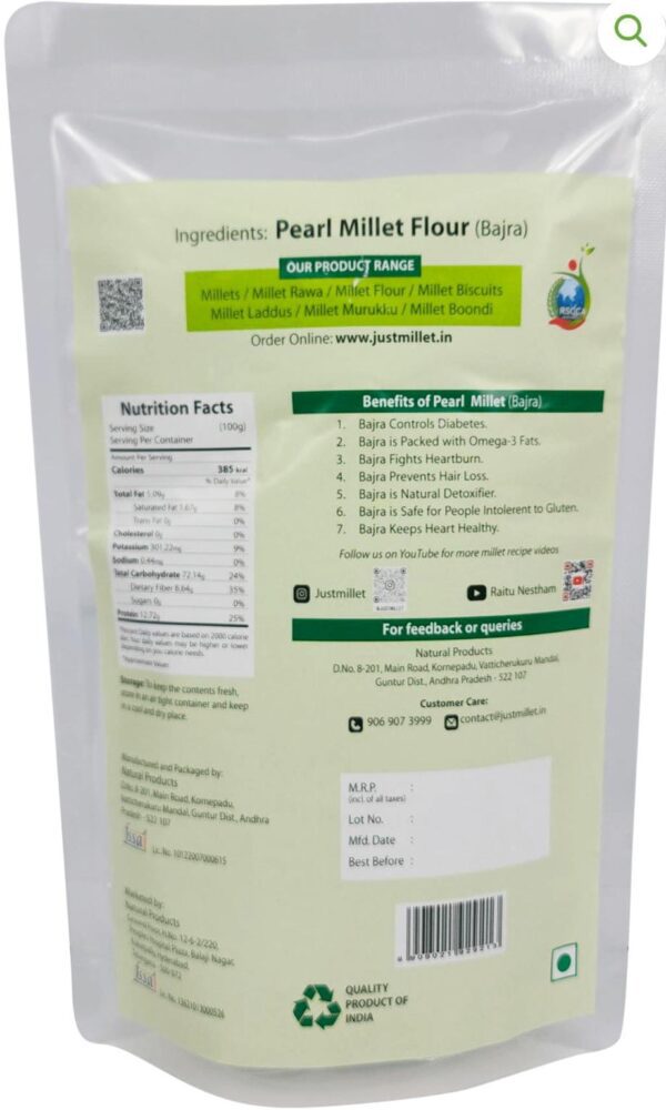 PEARL MILLET (BAJRA) FLOUR 500 GM - Image 2